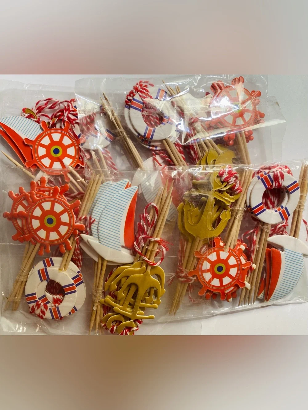 80 Nautical Themed Cupcake Toppers, Sailor Style Party Picks, New
